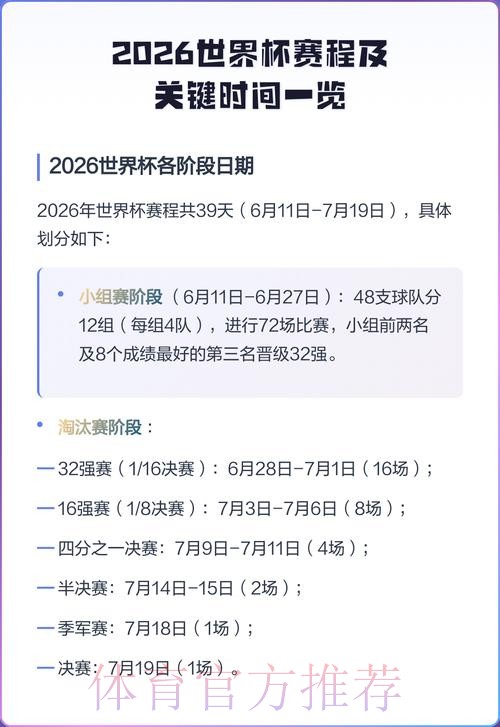 2026世界杯每日赛程最新比赛时间表免费观看 2026世界杯每日赛程最新比赛时间表免费观看